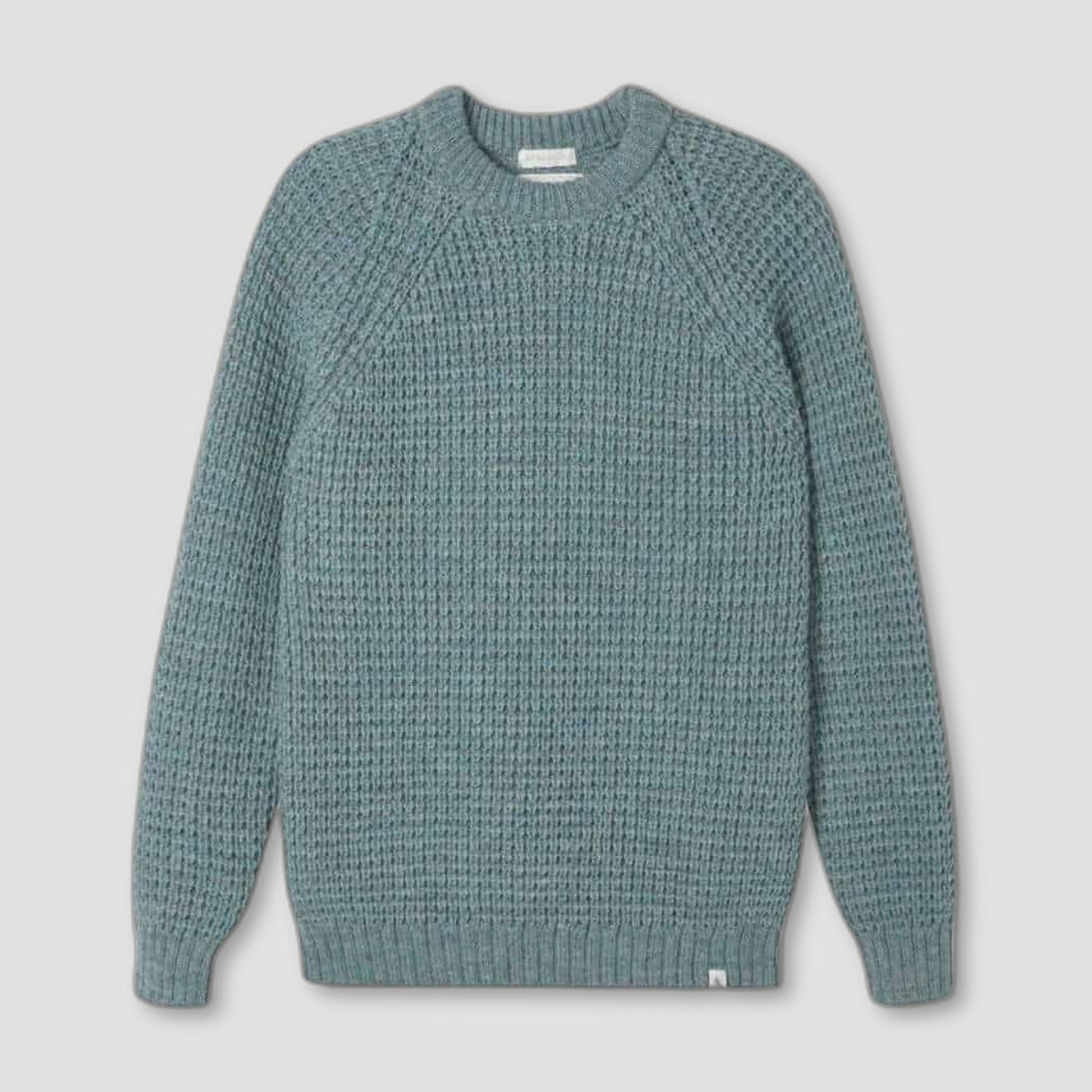 Men's Seafoam Waffle Crew Neck Jumper from Peregrine Clothing - British Made Clothing