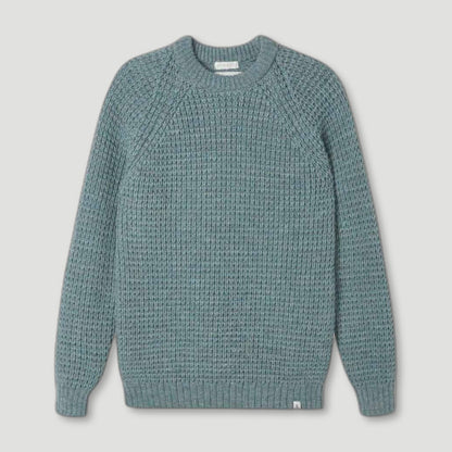 Men's Seafoam Waffle Crew Neck Jumper from Peregrine Clothing - British Made Clothing