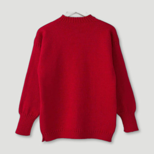 Men's Tartan Red Traditional Guernsey Jumper