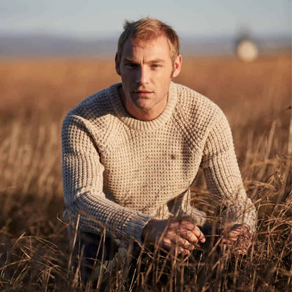 Men's Waffle Crew Neck Jumper - Skiddaw