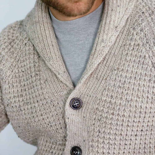 Men's Waffle Shawl Cardigan Skiddaw