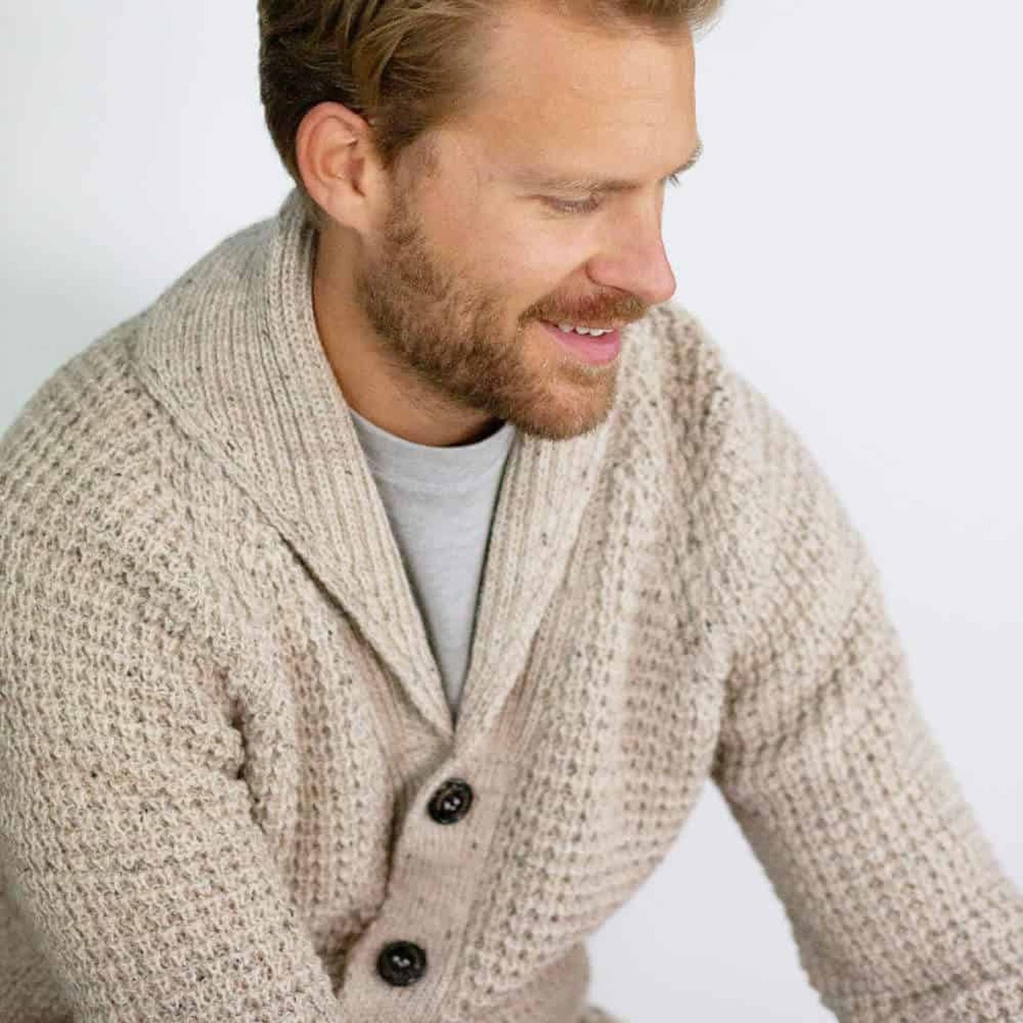 Men's Waffle Shawl Cardigan Skiddaw