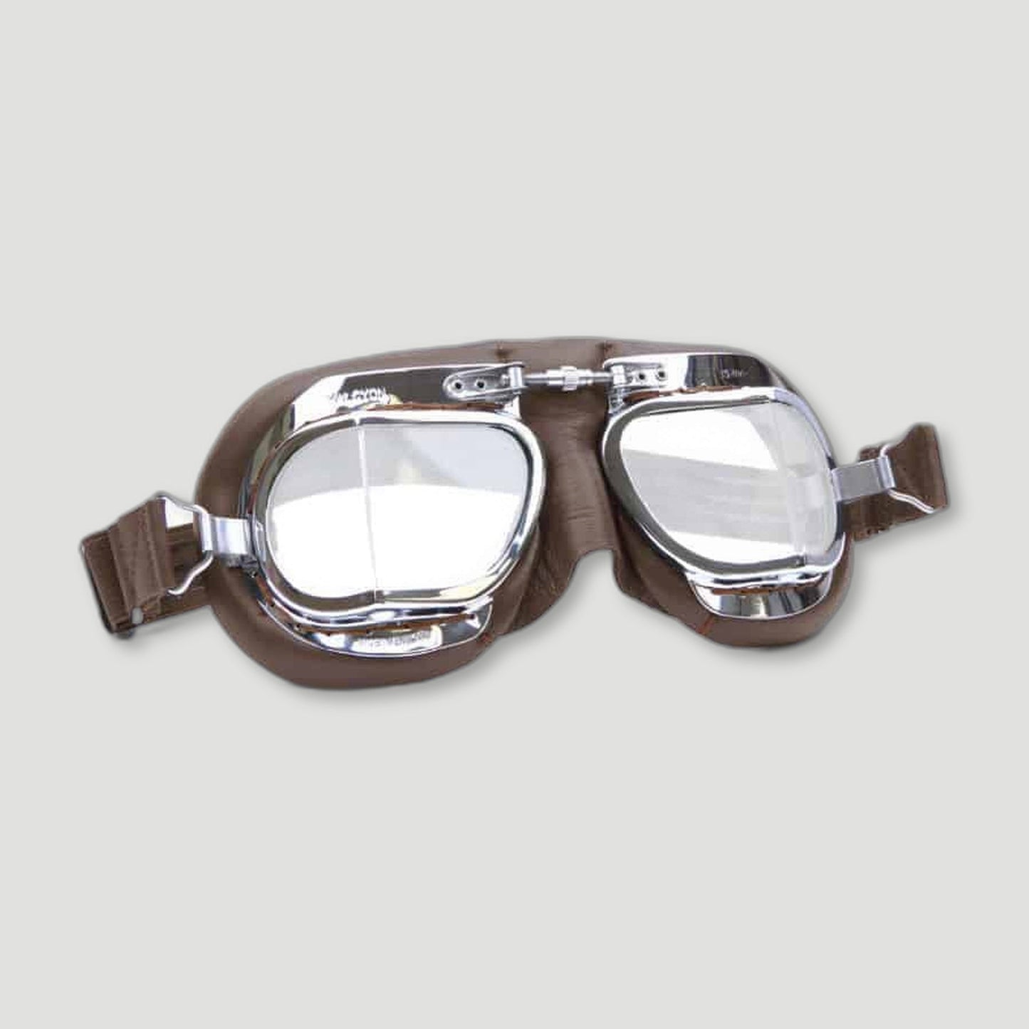 MK49 Compact Motorcycle Goggles - Chrome and Brown from Halcyon - British Made Driving Goggles