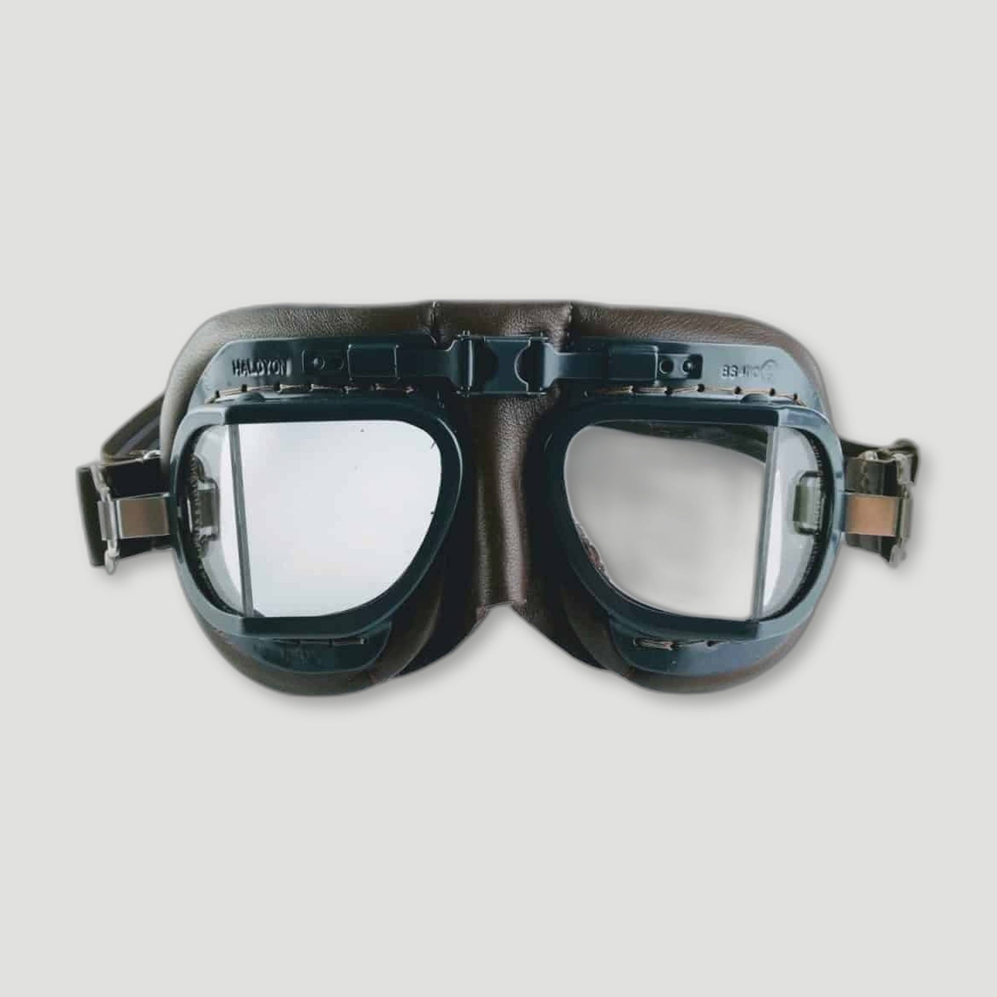 Front view of MK8 RAF Replica Aviator Goggles from Halcyon - British Made Driving Goggles