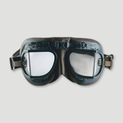 Front view of MK8 RAF Replica Aviator Goggles from Halcyon - British Made Driving Goggles