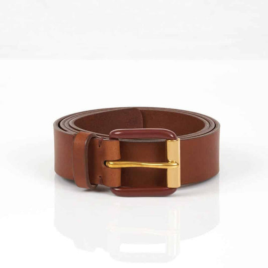 Modernist Belt - Exposed Saddle Brown/Brass