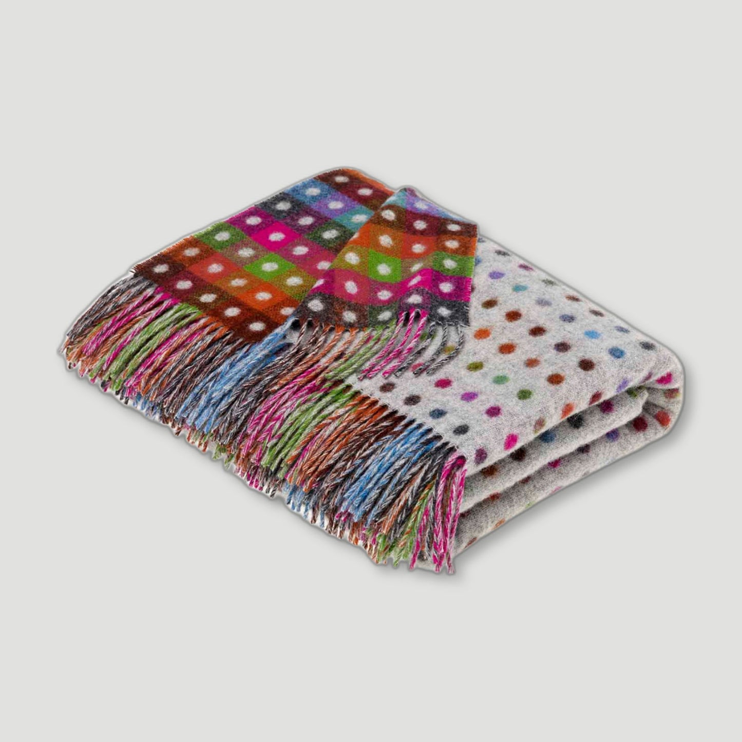 Multi-Spot Grey Throw from Bronte by Moon - British Made Wool Throws