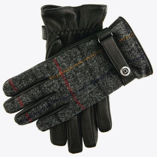 Muncaster' Black and Charcoal Tweed Gloves
