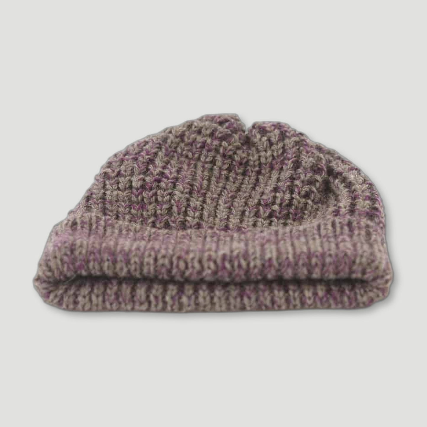 Natural Purple & Grey Beanie from Izzy Lane - British Made Wool Clothing