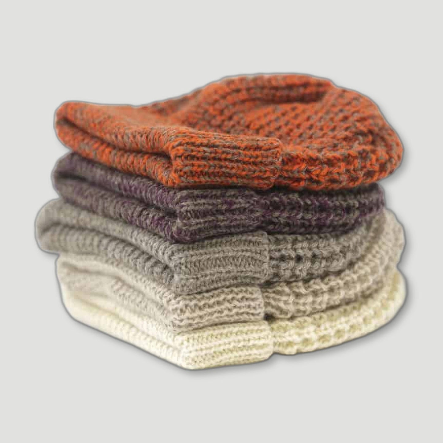 Natural Purple & Grey Beanie from Izzy Lane - British Made Wool Clothing