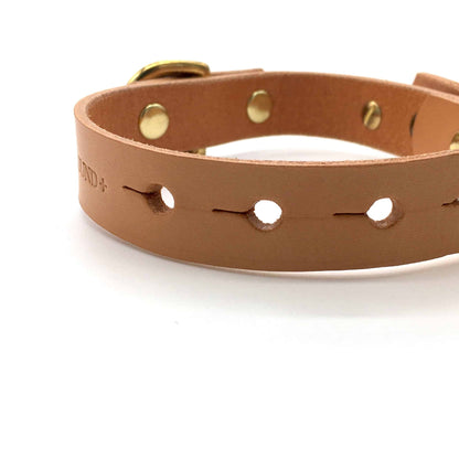 Natural Tan Leather 'Brigadier' Puppy & Small Breed Dog Collar