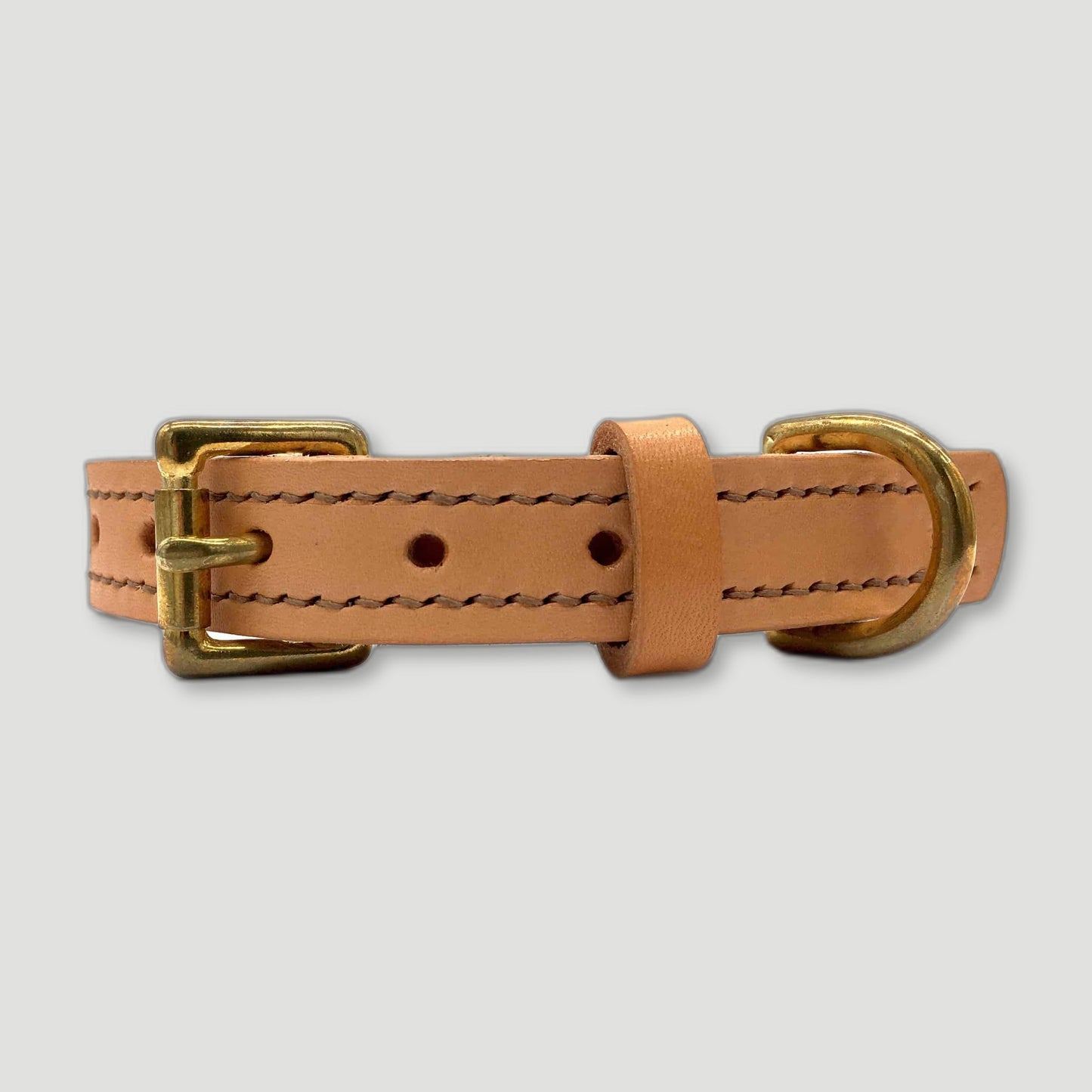 Natural Tan Leather Dog Collar from Seldom Found - British Made Dog Collars