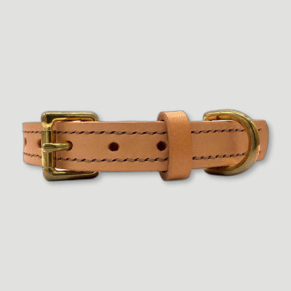 Natural Tan Leather Dog Collar from Seldom Found - British Made Dog Collars