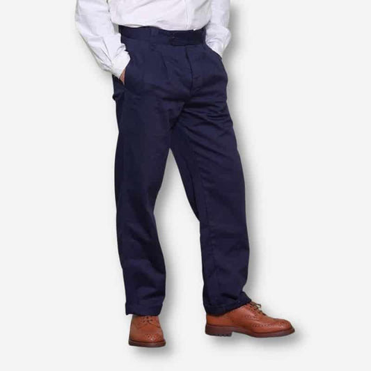 Navy Cotton Work Trousers