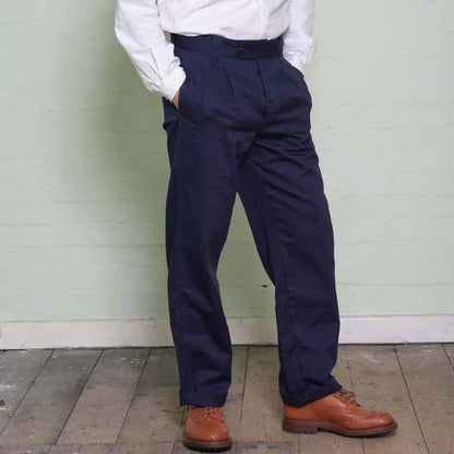 Navy Cotton Work Trousers