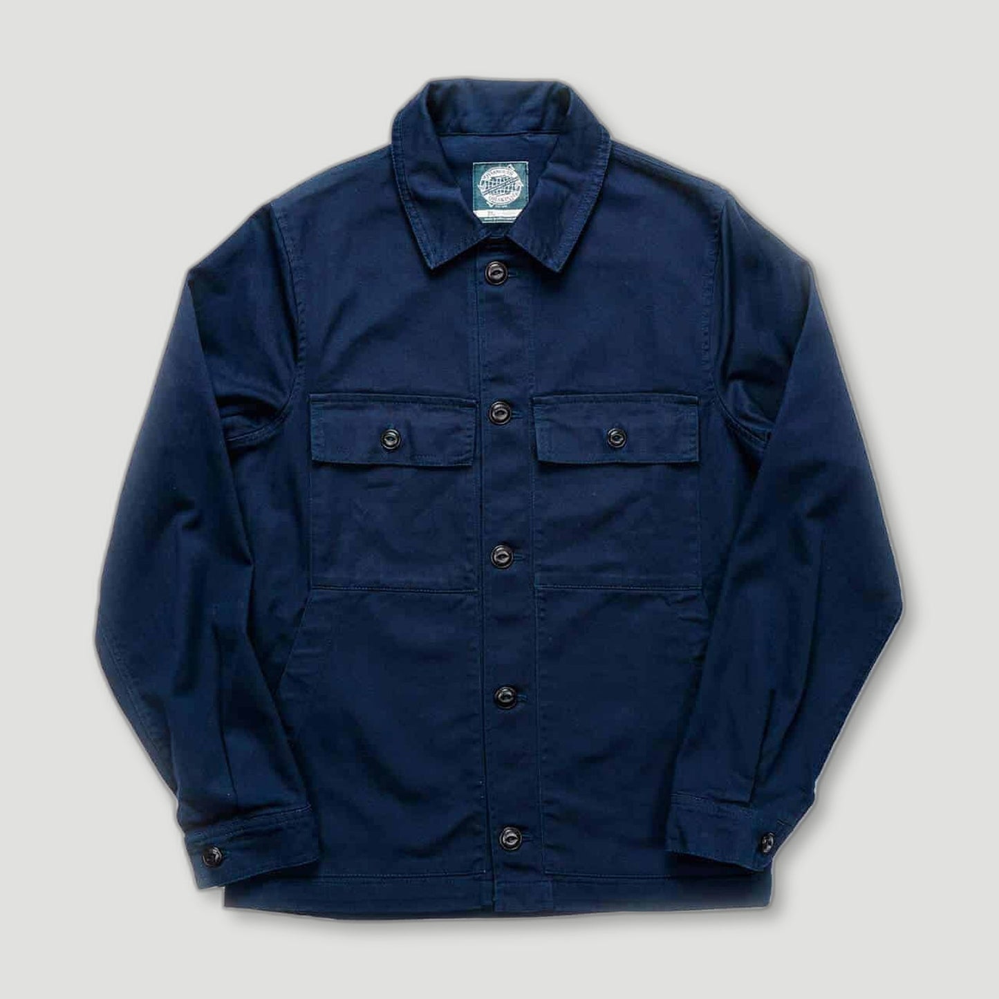 Front view of Navy Drivers Jacket from Yarmouth Oilskins - British Made Workwear Clothing