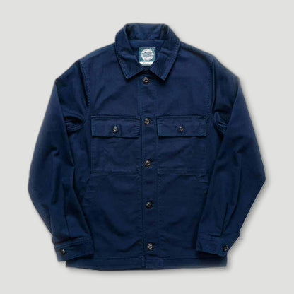 Front view of Navy Drivers Jacket from Yarmouth Oilskins - British Made Workwear Clothing