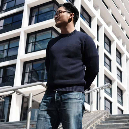 Navy Gullane Cotton Crew Neck