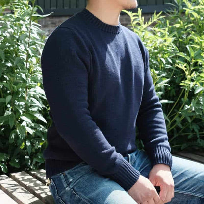 Navy Gullane Cotton Crew Neck