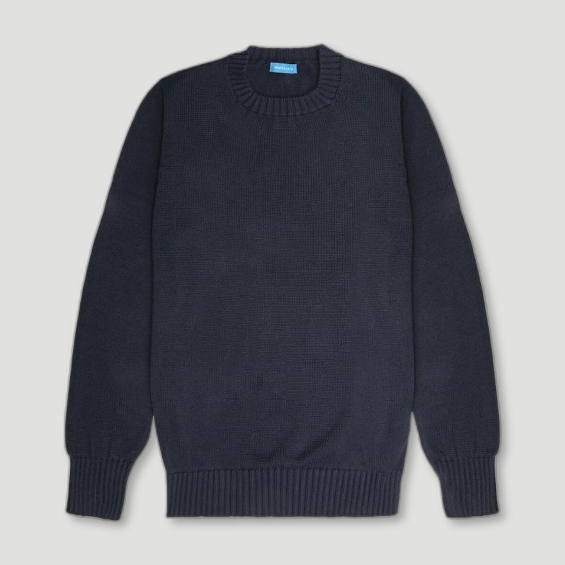 Navy Gullane Cotton Crew Neck from Malloch's - British Made Wool Jumpers
