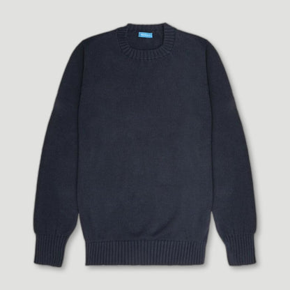 Navy Gullane Cotton Crew Neck from Malloch's - British Made Wool Jumpers