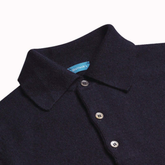 Navy Kelly Long Sleeve Sports Collar Jumper