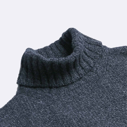 Navy Newman Lambswool Roll Neck Jumper