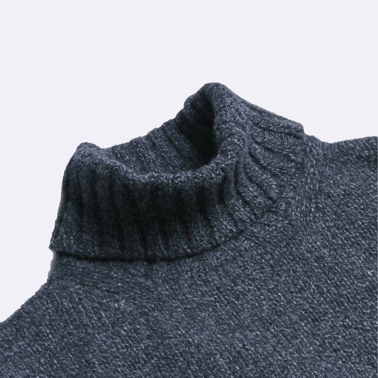 Navy Newman Lambswool Roll Neck Jumper