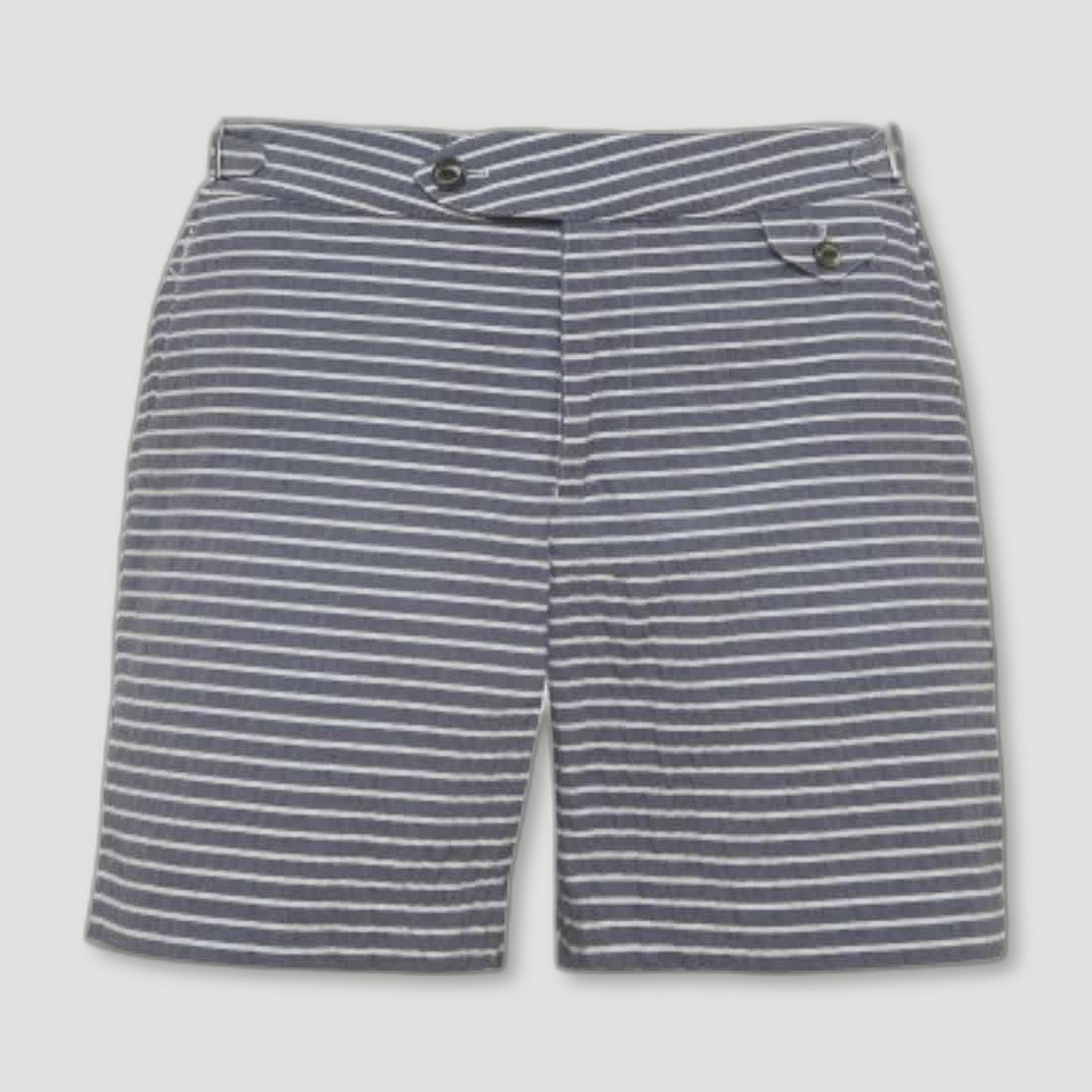 Navy White 'Seersucker' striped swim shorts