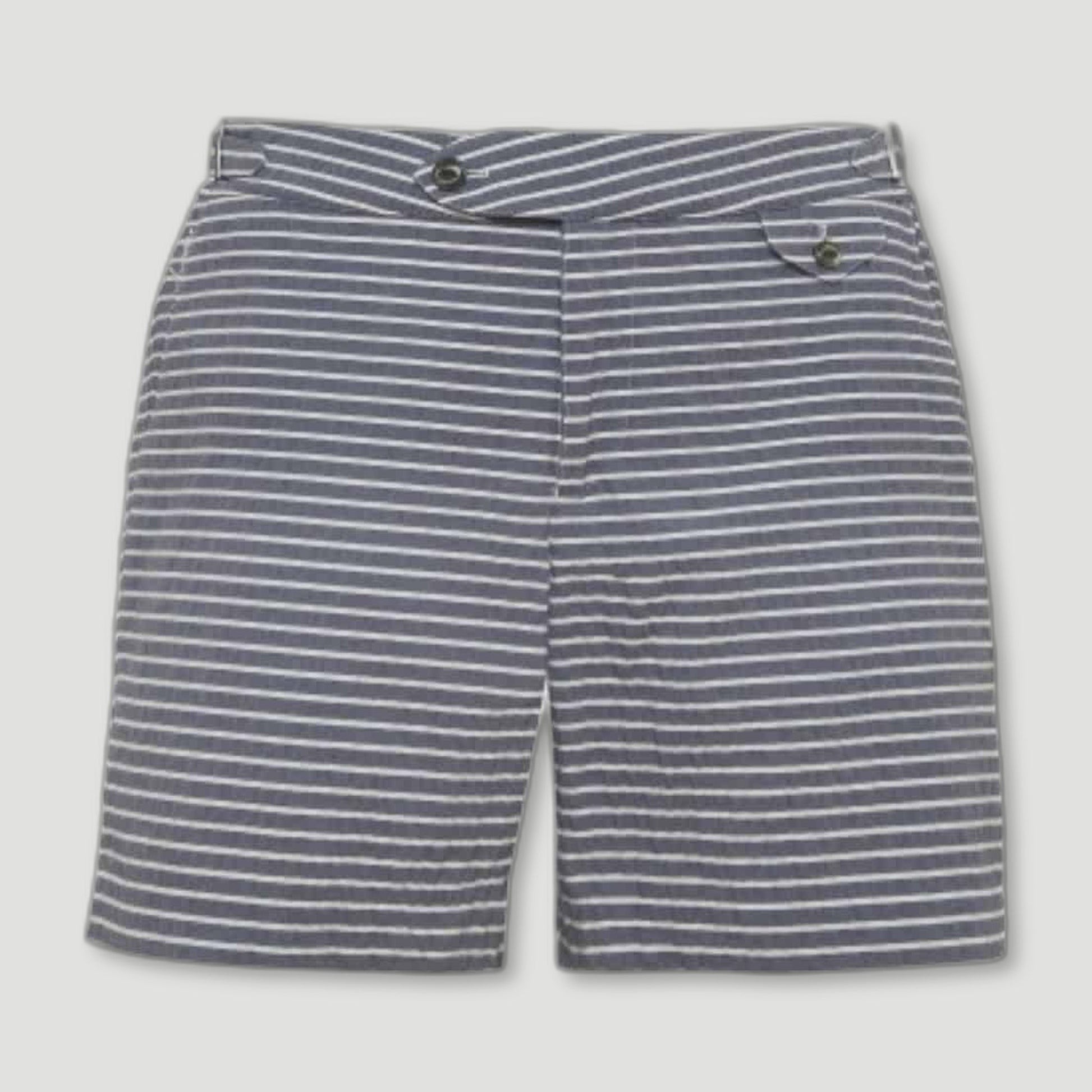 Navy White 'Seersucker' striped swim shorts