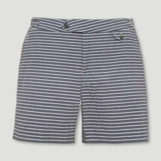 Navy White 'Seersucker' striped swim shorts