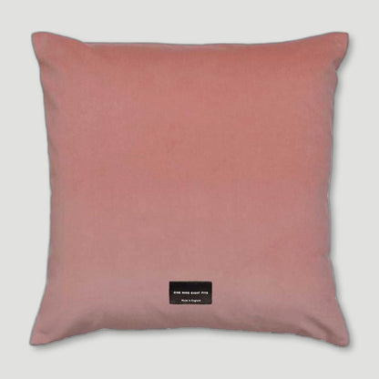 Back view of NOLA LINEN CUSHION - PINK from One Nine Eight Five - British Made Homeware