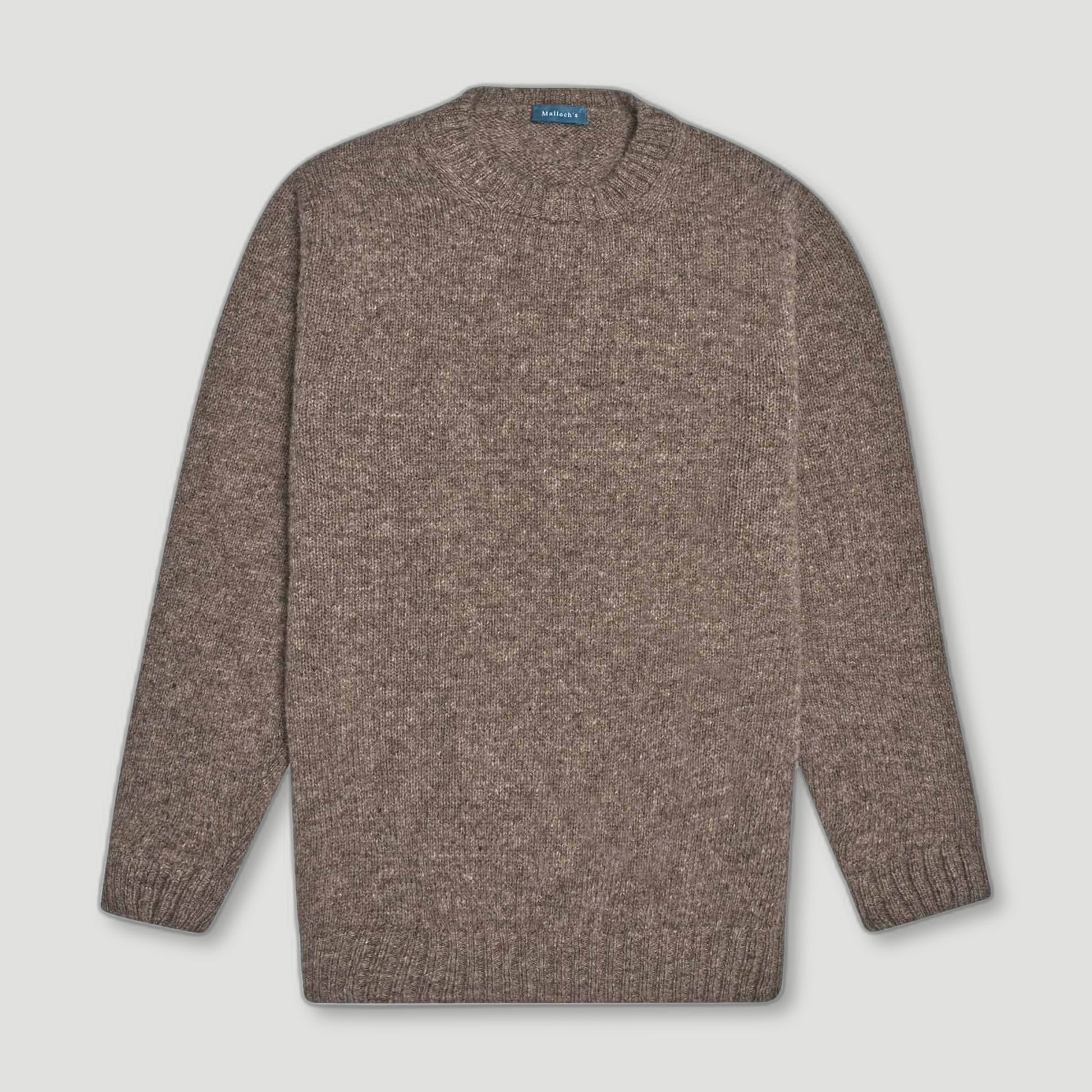 Nutmeg Wreay Shetland Wool Crew Neck from Malloch's - British Made Wool Jumpers