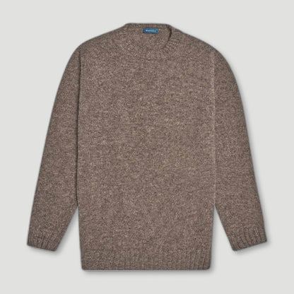 Nutmeg Wreay Shetland Wool Crew Neck from Malloch's - British Made Wool Jumpers