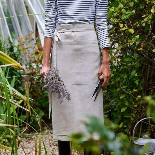Oatmeal Long Length Linen Waist Apron