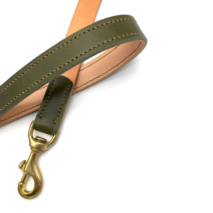 Olive Green Leather Dog Lead