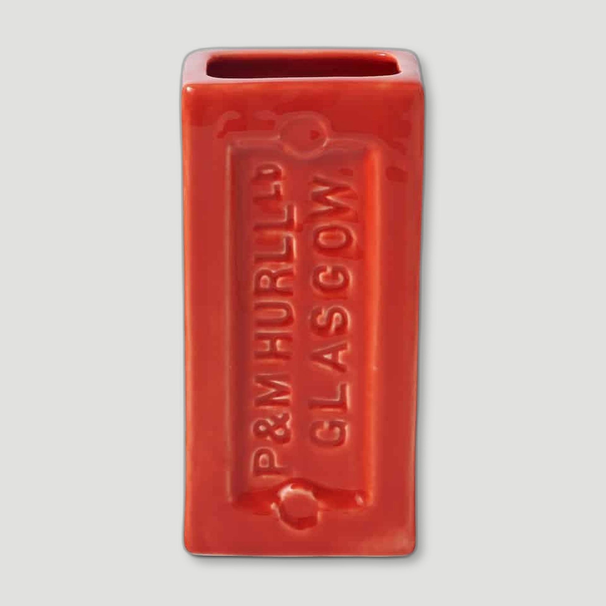 Front view of Orange Glasgow Brick Vase from Stolen Form - British Made Vases & Homeware