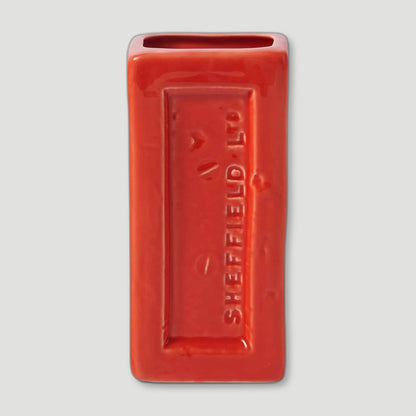 Front view of Orange Sheffield Brick Vase from Stolen Form - British Made Vases & Homeware