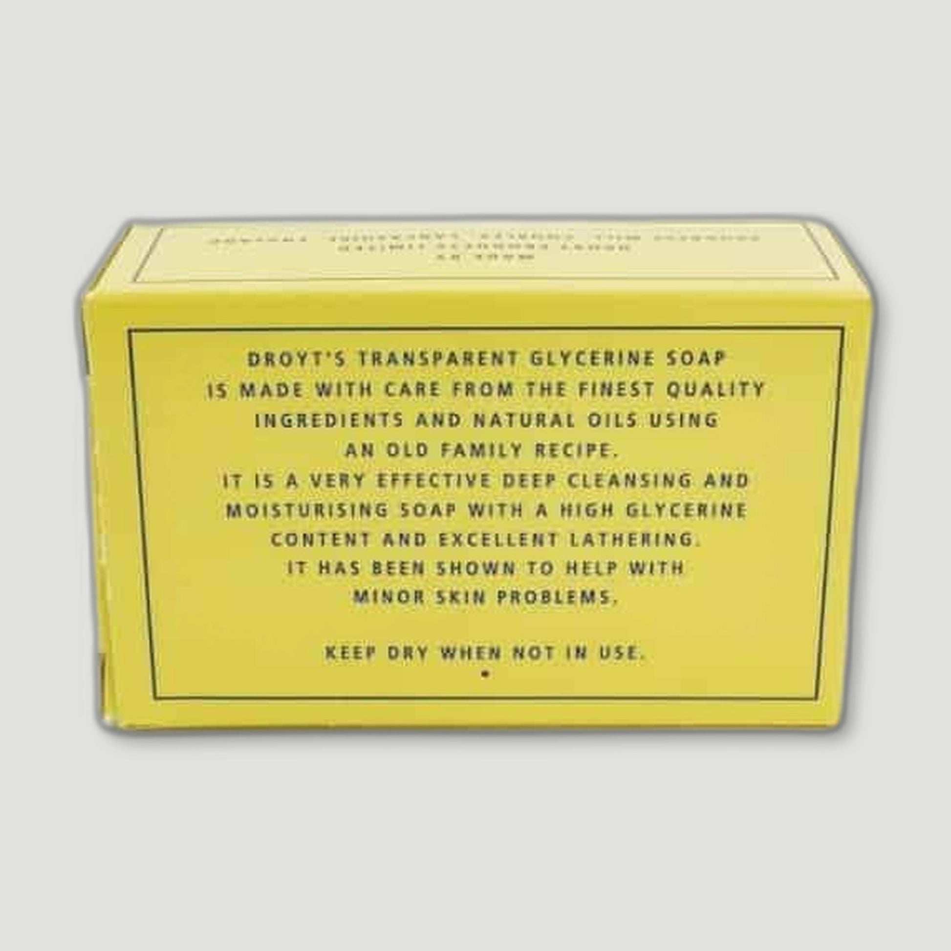 Back view of Original Unperfumed Glycerine Soap (pack of 10) from Droyt's Soap - British Made Soap