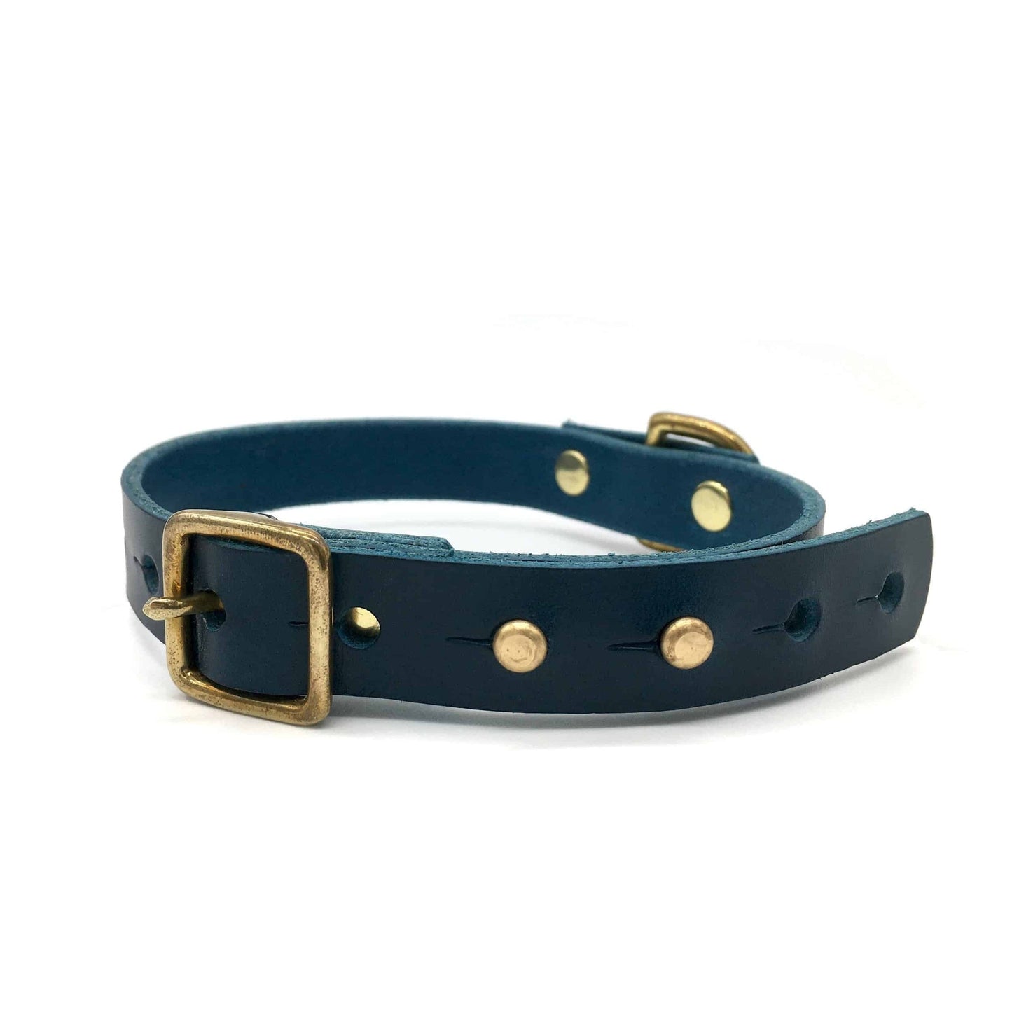 Peacock Blue Leather 'Brigadier' Puppy & Small Breed Dog Lead