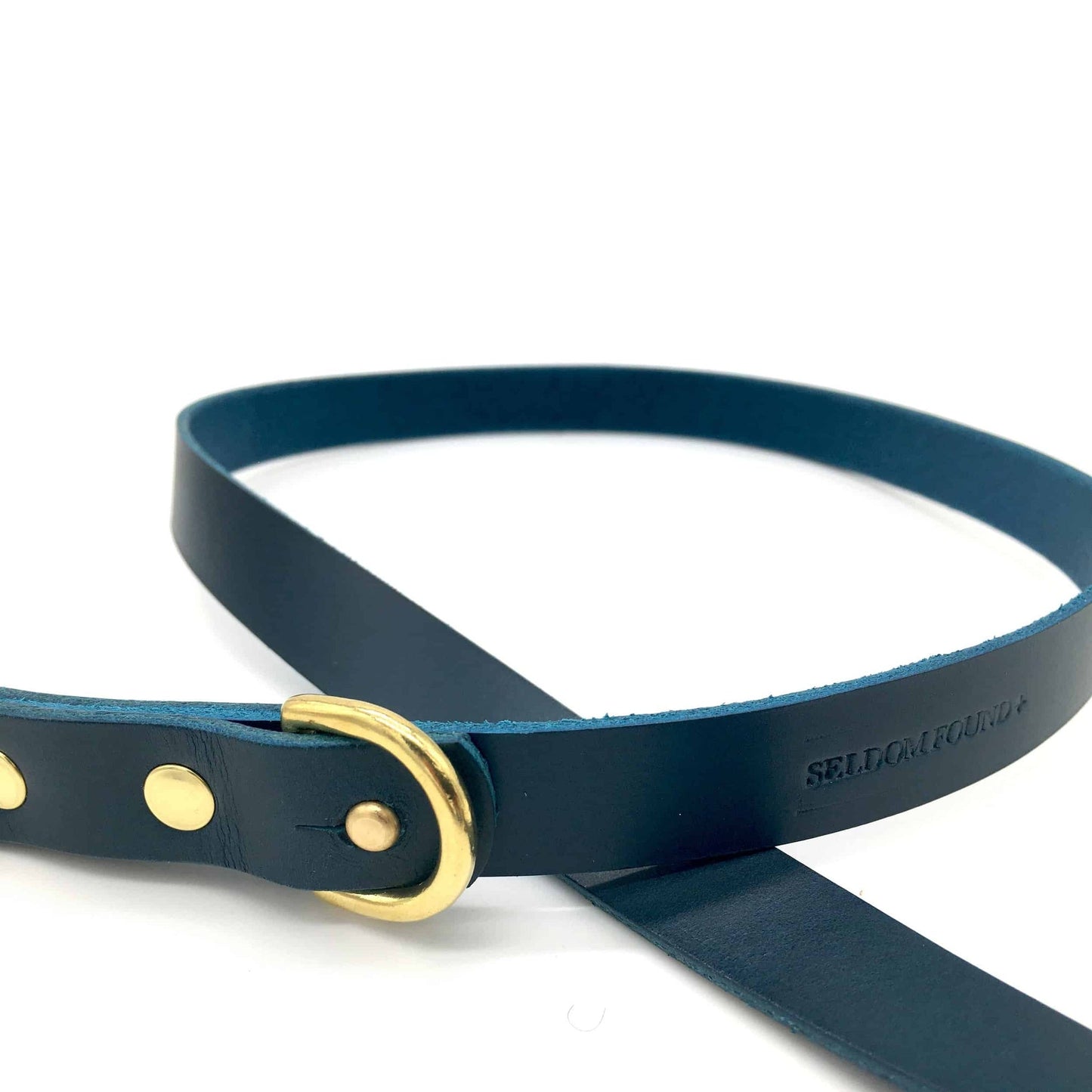 Peacock Blue Leather 'Brigadier' Puppy & Small Breed Dog Lead