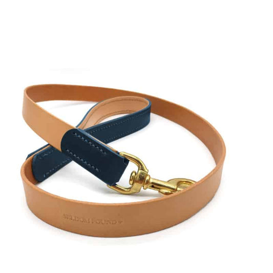 Peacock Blue Leather Dog Lead