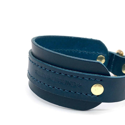 Peacock Blue Leather Sighthound Collar