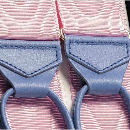 Pink Moire Braces with Sky Blue Leather