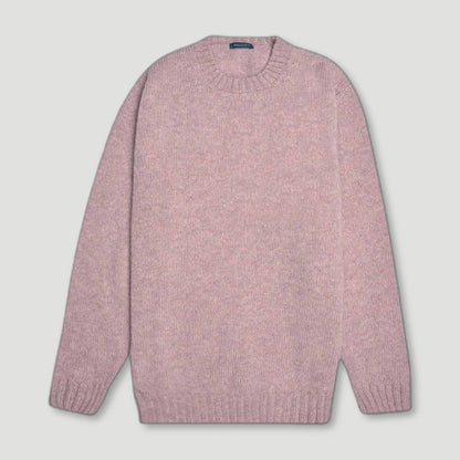 Pink Wreay Shetland Wool Crew Neck from Malloch's - British Made Wool Jumpers