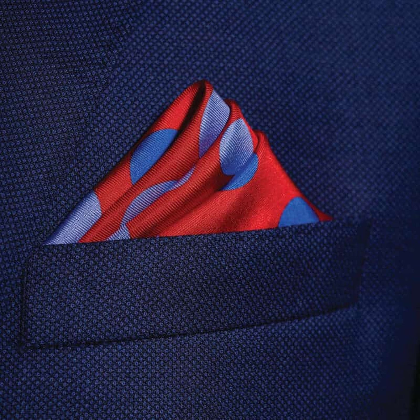 Planetarium Silk Pocket Square - Red & Blue