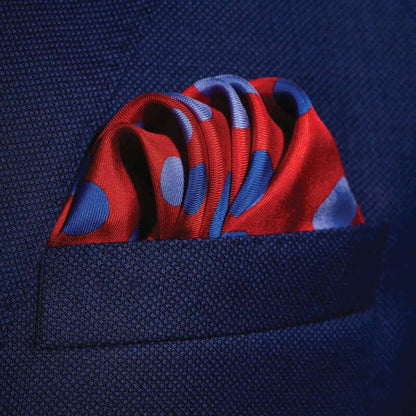 Planetarium Silk Pocket Square - Red & Blue