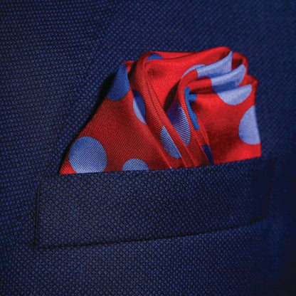 Planetarium Silk Pocket Square - Red & Blue