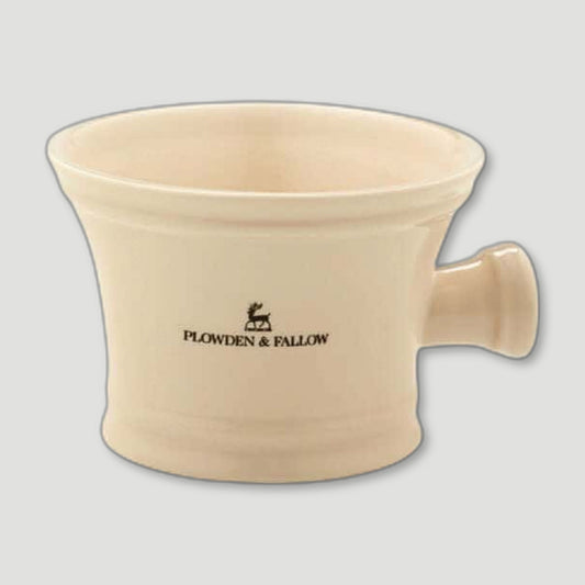 PORCELAIN SHAVING BOWL WITH HANDLE FAUX IVORY from Plowden & Fallow - British Made Perfumes & Fragrances