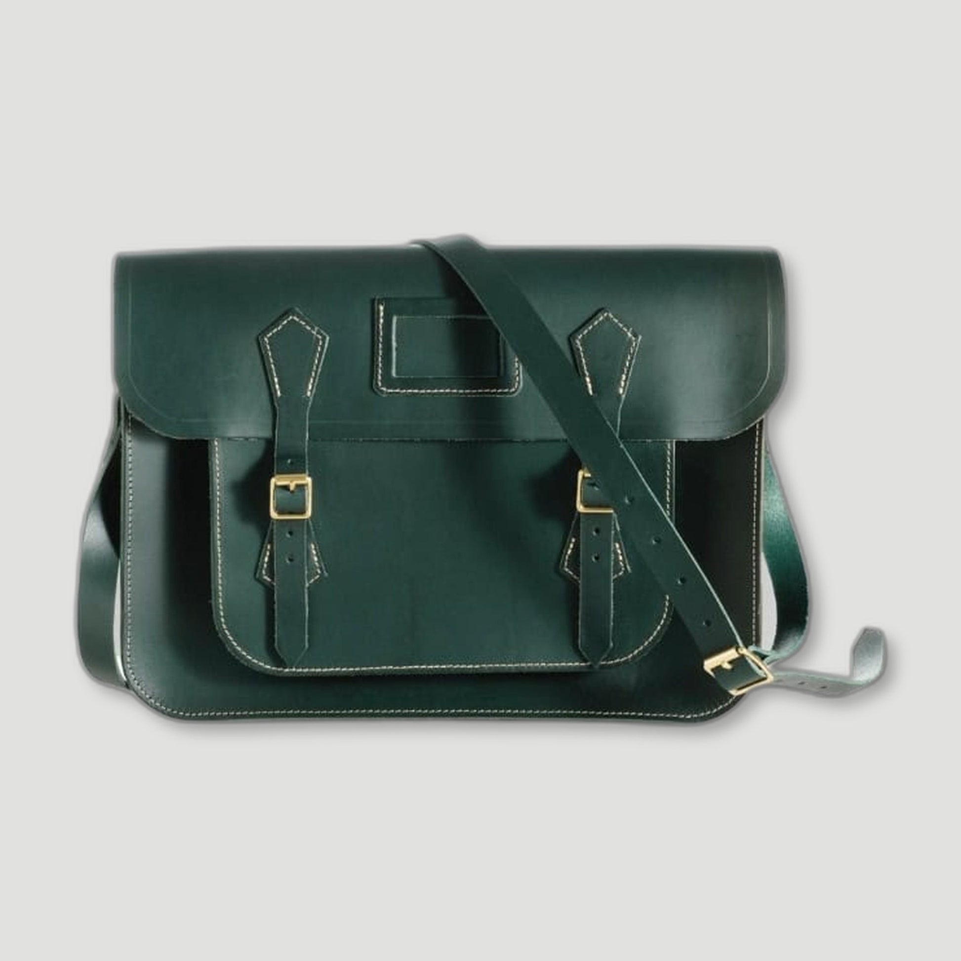 Racing Green Leather Satchel from Garstin 1871 - British Made Leather Accessories